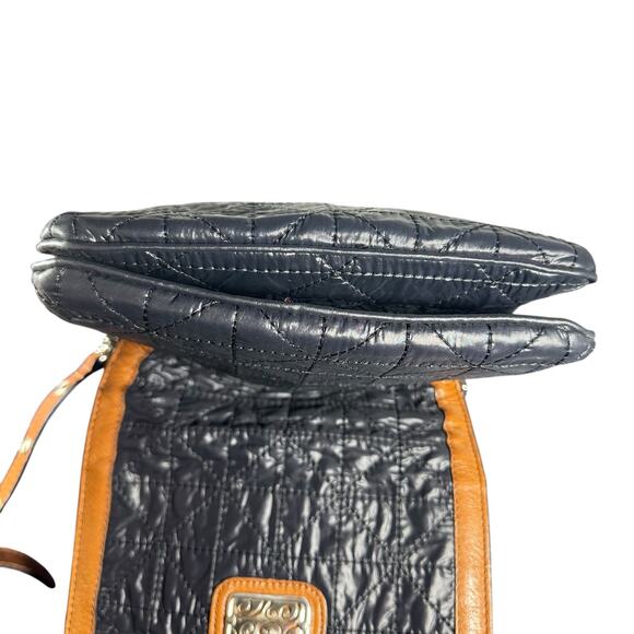 Brighton Black Quilted Fabric & Brown Leather Crossbody Bag - Picture 8 of 10